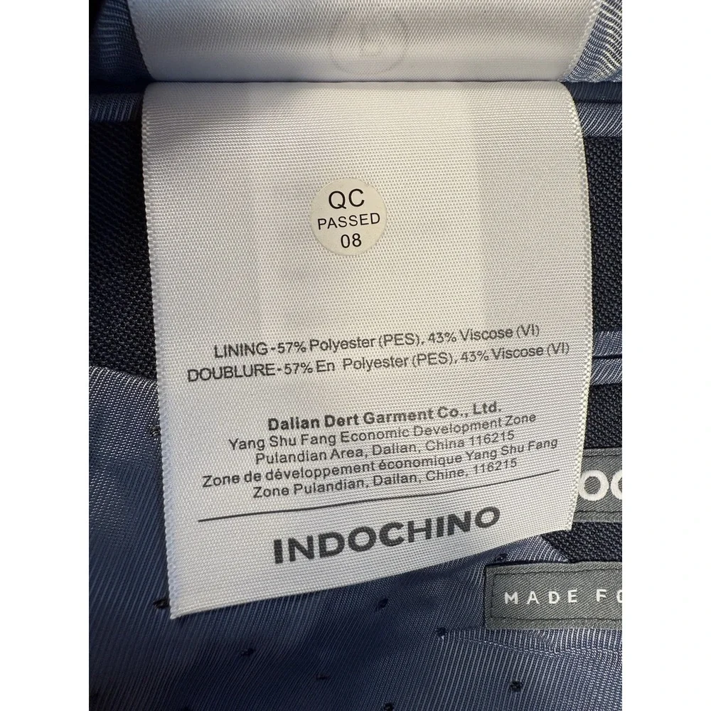 Indochino‎ Wool Blazer Mens 44L Blue Two Button Tailored Fit Sport Coat NWT